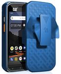 CAT S48c Case with Clip, Nakedcellphone [Cobalt Blue] Kickstand Cover with [Rotating/Ratchet] Belt Hip Holster Combo for Caterpillar CAT S48c Phone (Verizon, Sprint, Unlocked)