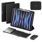 ProtoArc Foldable Keyboard and Mouse for iPad Pro 12.9", ProtoArc XKM01 A Portable Tablet Keyboard with Case, Full-Size Bluetooth Travel Keyboard for iPad/iPad Pro/iPad Air/Mini, iPhone, MacBook, iMac