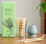 Sorlaarti Matcha Whisk Set, Bamboo Whisk(Chasen) - Traditional Scoop (Chashaku) - Tea Spoon (Chashaku), Matcha Whisk Holder, for Perfect Traditional Matcha Tea Drinking Experience (Blue GeYao)