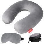 Trajectory Travel Neck Pillow Rest Cushion with Sleeping Eye Mask and Accessories Case Combo for Travel and Sleeping in Plane Flight Car Train Airplane for Men and Women Grey, Polyester