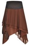 Bslingerie® Ladies Gothic Steampunk Asymmetrical Lace Short Skirt Plus Size (Steampunk Brown Skirt, S)