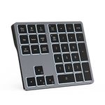 Doohoeek Backlit Bluetooth Numeric Keypad for Laptops and Computers, Number Pads 34 Keys with 7-Color Backlight for MacBook & Windows, Gray