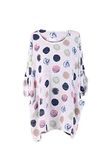 LushStyleUK New Ladies Italian Multicolor Polka Dot Cotton Top Women Lagenlook Top Plus Size (White)