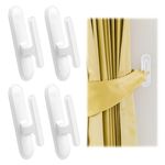 ALLisWE 4 Sets Blind Cord Safety Device Strong Adhesive White Blind Cord Cleats Wall Hook Wrap Cleats Blind Cord Hooks Child Resistant Pull Cord Winders for Home Office Window Blinds Curtains