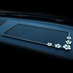 jeseny Pack-1 Car Dashboard Phone Anti-Slip Mat, 11.8In x 5.7In Adhesive Grip Pad, Fits for Radar Detector, Cell Phone, Keys, Glass, Mirrors, GPS, Coins, Washable (Black Little Daisy Diamonds)