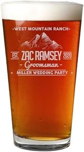 Personalized Etched 16oz Pint Beer Glass - Custom Engraved Customized Pint Glasses, Gifts for Men, Dad Drinking Birthday Glasses, Gifts for Him, Ramsey