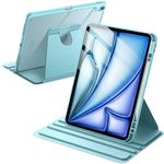 JETech Rotating Case for iPad Air 13-Inch M2 (2024) with Pencil Holder, 360 Degree Rotation Protective Stand Cover Clear Back, Auto Wake/Sleep (Blue)