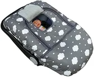 Carseat Cover, Winter Baby car seat Covers for Infant car seat, Baby Carrier Cover Canopy, Window in Door Zipper Open, Thick Padded, Grey Cloud;