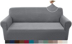 Granbest Latest Jacquard 3 Seater Sofa Cover Super Soft Stretch Non-Slip Sofa Slipcovers Four Seasons Universal Furniture Protector Cover for Dogs, Cats, Pets (3 Seater, Light Grey)