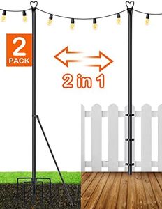 LOPANNY String Light Poles - 2 Pack 9.8FT Light Poles for Outside String Lights Hanging - Backyard, Garden, Patio, Deck Lighting Stand for Parties, Wedding