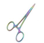 Exeton - Multi Color Mosquito Hemostat Forceps, 12.5cm, Straight Stainless Steel Dog Cat Pet Scissors Ear Hair Clamp Fishing Scissors Tools