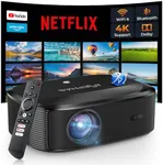 4K Projector with Wifi and Bluetooth, ELEPHAS Outdoor Movie Projector with NETFLIX/Prime Video/YouTube Built-in, 100,000+ Apps Supported, Video Projector Compatible with HDMI/USB/iOS/Android/Windows