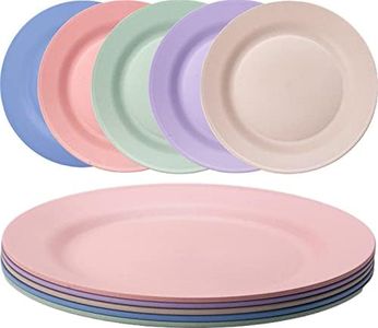 Orrdiffi 10'' Dinner Plates Set of 5 Reusable Plastic Plates Dishwasher & Microwave Safe,Lightweight & Unbreakable Camping Plate,Salad Plates, Dessert Plates BPA Free and Healthy for Adult Kids(25cm)