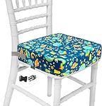 Taeku Booster Seat for Dining Table, Portable Dismountable Double Straps Thick Chairs Increasing Cushion Kids Seat Cushion (Planet Blue)