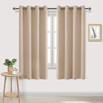 DWCN Blackout Curtains for Bedroom - Thermal Insulated Light Blocking Eyelet Window Curtains for Living Room 55 x 79 inch Length, Beige, 2 Panels