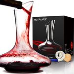 NUTRIUPS Wine Decanter, Red Wine Decanter & Stopper, 1.8L Large Capacity, Hand Blown, Lead-Free