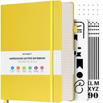 Bullet Dotted Journal Notebook, 312 Numbered Pages A5 Hardcover Leather Journal, 100gsm No Bleed Paper Dot Grid Notebook with Index Pages, Dot Journal for Women Men, 5.75" x 8.38", Yellow