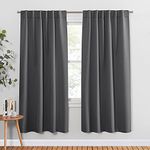 PONY DANCE Blackout Window Curtains - Back Tab Window Treatments Curtain Panels/Draperies Room Darkening Noise Reducing Home Fashion, Wide 52 x Long 63 inches, Grey, One Pair