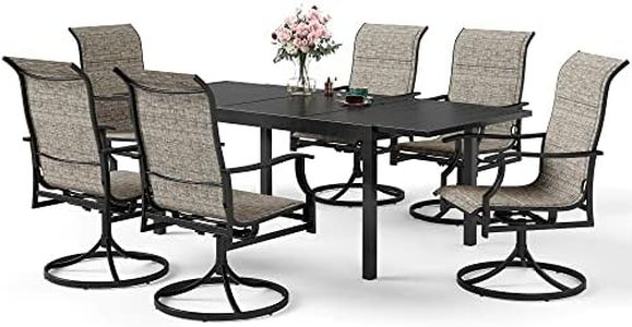 SUNSHINE VALLEY 7 Piece Patio Dining Sets for 6, Outdoor Table and Chairs Set with Extendable Rectangular Patio Dining Table and 6 Swivel Patio Dining Chairs, Outdoor Dining Set for Backyard Deck Lawn