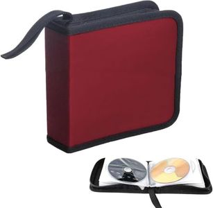 Yitobici CD Bag for 40 Discs, CD Storage Bag for Car and Home, Red CD DVD Discs Storage Bag