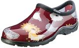 Sloggers Original Waterproof Rain and Garden Shoe for Women– Outdoor Slip-On Garden Clog with Premium Comfort Insole and Arch Support - Chicken Print Barn Red, Size 9 - Made in USA with US and Imported Parts