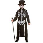 Kids Boys Day of the Dead Skeleton Halloween Fancy Dress Costume, Black & White, 8-10 years