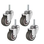 Swivel Stem Caster Wheels with Brakes,2in 50mm Rubber Castor,360° Rotation Furniture Caster,Set of 4,M8/M10 Standard Stem,Load Bearing 150kg,Ball Bearing (4 Universal,M10)