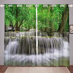 3D Waterfall Window Curtains Thailand Window Dreapes Tree Branches Curtain For Kids Adults Nature Landscape Window Treatments Ultra Soft W66*L90