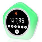 DINVEL Star Children's Sleep Training Clock, Adorable Kids Alarm Clock for Bedrooms, Wake Up Light Alarm Clock for Toddler, 10 Colors Smart Night Light Clock, Perfect Clock Gift for Kids