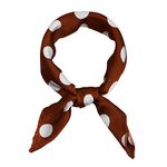 sourcing map 50cm 1950s Vintage Retro Polka Dots Square Scarf Head Neck Scarves Kerchief Neckerchief Caramel