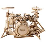 Rolife 3D Wooden Puzzles Drum kit Craft Model Kits for Adults to Build Musical Instruments Birthday Gift for Family and Friends 246 Pieces, Drum kit