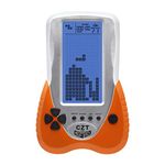 CZT New big screen Tetris game console blue backlight support plug headphone built-in 23 games classic nostalgic leisure puzzle children gift toy 3*AAA battery power (not included) (Orange)