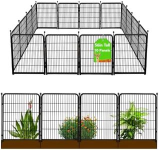 Getlay Doorless 56in(H) Black Metal Garden Fences and Borders, 10 Panels Total 22.1 Ft(L), Garden Fence for Dogs, Animal Barrier Fence, Fencing for Garden Beds, Dog Digging Fence Barrier