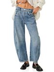 Imily Bela Women's Baggy Jeans, Boyfriend Style, Vintage, Wide Leg, Mid Rise Barrel Denim Ankle Trousers (Plus Sizes up to 4XL) Female Jeans, blue, 2
