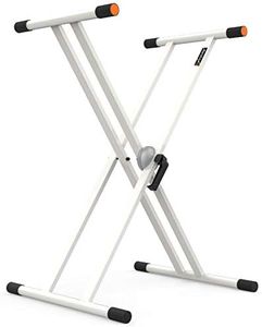 Audibax Onyx 130 Plus White - Supporto per Tastiera a Doppia Forbice - Supporto per Tastiera Musicale Elettronica - Sistema di Regolazione con Snodo Sferico Easy Lock - Carico Massimo di 65 kg