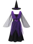 Witch Costume Set For Kids Girls Dress Hat Suit Children Girls Halloween Dress Up Fairytale Witch Dress Costume For Masquerade Party Cosplay