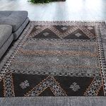 CASAVANI 7x10 Area Rug Kilim Rug Boho Rug Geometric Rug Easy Washable Rug Black Grey Cotton Area Rug Flatweave Rugs for Large Area Bedroom Rug Living Room Dining Table Room