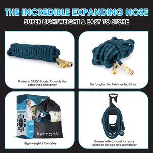 KETTOYA 200FT Expandable Garden Hose – 10-Pattern Nozzle, Leak-Proof, Heavy Duty, Kink-Free