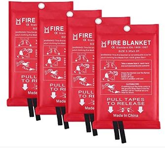 Emergency Fire Blanket for Home - 3.3ft x 3.3ft 4-Pack Fire Suppression Flame Retardant Survival Safety Cover Fiberglass Fireproof Blanket for Kitchen Home School House Fireplace Car Office Warehouse