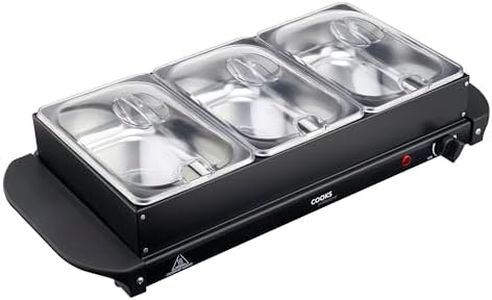 Cooks Professional 3-Section Buffet Warmer | 3 x 1.5L | 4.5 Litre Capacity with Hotplate Function | Adjustable Temperature Control Dial | 200W Electric Buffet Food Server | Black