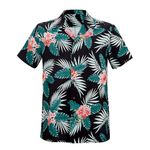 Hawaiian Shirt for Men Button Down Shirt Tropical Causal Short Sleeve Summer Beach Print Party Holiday Pink Flower Palm leaf M