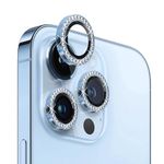 VONZEE® Diamond Camera Lens Protector Compatible for iPhone 13 PRO/iPhone 13 PRO MAX, [Anti-Scratch] Premium Tempered Glass Film Aluminum Alloy Lens Ring Cover (Sierra Blue)