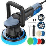 Car Buffer Polisher,900W 5& 6-inch Double Base Plate DA Buffer Polisher Kit with Random Orbital, 6 Variable Speed 2000-6400 RPM, Detachable Handle Buffer Polisher for Car Detailing/ Waxing/ Polishing