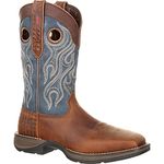 Durango mens Rebel By Durango Steel Toe Pull-on Western Mid Calf Boot, Dark Brown and Blue Denim, 8.5 US