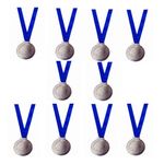 Ciko Medal 2.2" Pack of 10 School Winners, Sports, Athletic Games and Corporate Reward RNR (Silver)