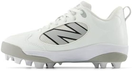 New Balance Fresh Foam 3000 V7 Rubber Molded Baseball Shoe, White/Black, 2.5 US Unisex Little Kid