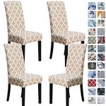 SPRINGRICO Chair Covers for Dining Room Set of 4, Stretch Dining Chair Cover, Washable Spandex Kitchen Parsons Chair Slipcovers, Removable Seat Protector for Home or Party (4pack,Style1)