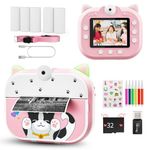 Potuem Instant Print Camera for Kids, 2.4 Inch LCD Screen Kids Instant Print Camera, Kids Digital Camera with 20X Zoom, Camera Instant Print with Zero Ink Print Paper & 32G Card, Gifts for Girls Boys