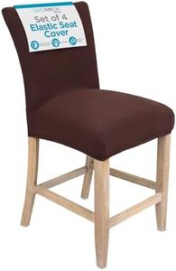 Internet's Best Stretch Dining Room Chair Covers - Set of 4 - Elastic Slipcovers Seat Cushion Protector for Dining, Kitchen, Bedroom Chairs - Washable and Durable Fabric - Easy Clean - Coffee