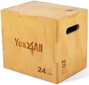 Yes4All 3 in 1 Wooden Plyo Box, Plyometric Box for Home Gym and Outdoor Workouts - 30x24x20", SGQ6